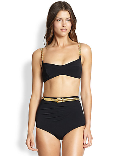 One of my favorite looks , in store now, is this Michael Kors  Michael Kors Two-Piece Gilded Retro Bikini . Click to buy at Saks