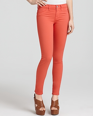 Last year's It color by way of J Brand 811 Mid Rise Luxe Twill Skinny Jeans in Tangerine