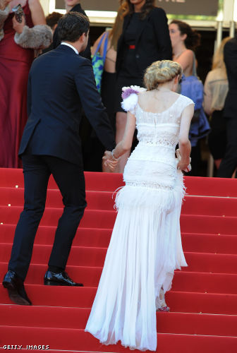 Joshua Jackson and Diane Kruger on the red carpet stairs- rice not included. 