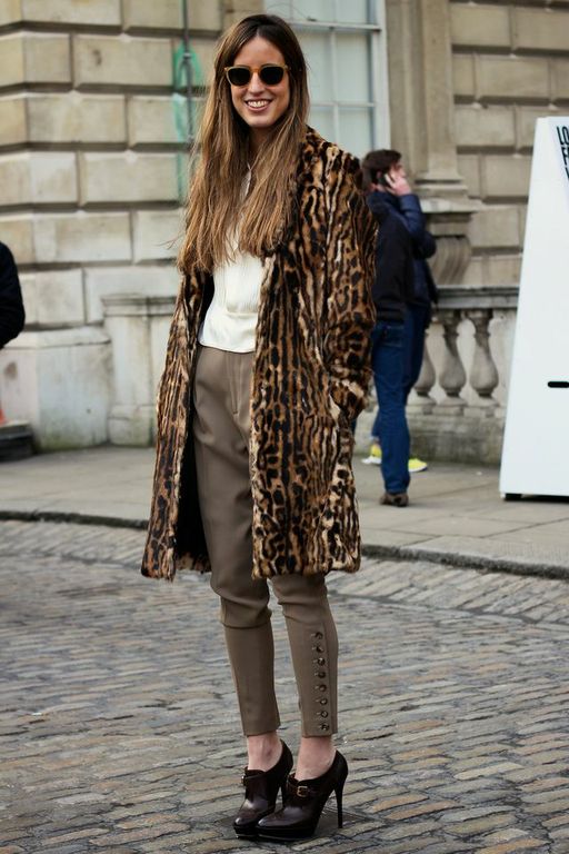 Leopard Coat to spice up monochromatic neutrals