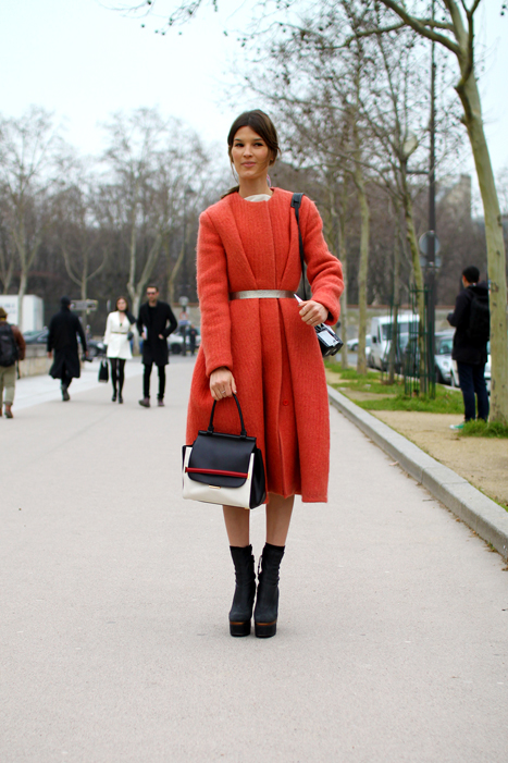 Belted red coat