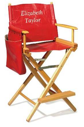 DIRECTOR’S CHAIR Red leather, with white leather inlay ‘Elizabeth Taylor’ on front, ‘Dame’ on back Estimate: $2,000 - 3,000