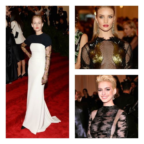 Clockwise: Rosie Huntington-Whiteley, Anne Hathaway and Leelee Sobieski 