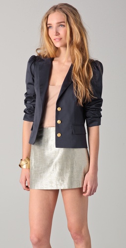 The right blazer can go from casual to more dressed up, like this alice + olivia  Camio Puff Sleeve Blazer 