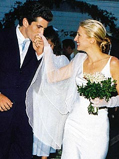 Carolyn Bessette on her wedding day in 1996