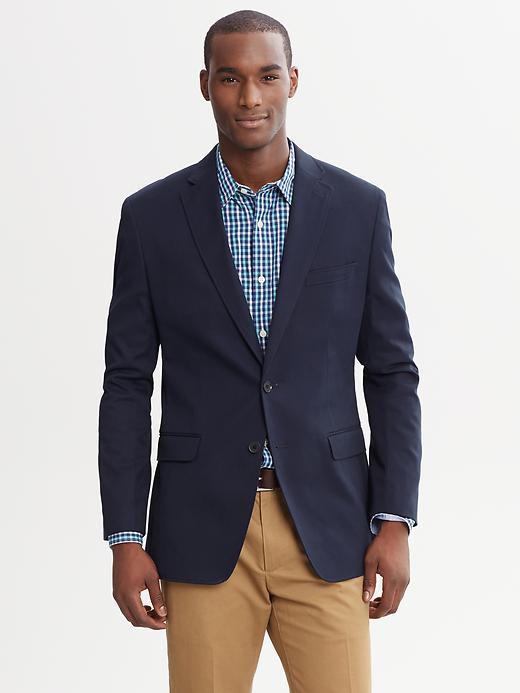 In a more casual industry, something like this Banana Republic Tailored Fit Elbow Patch Blazer  is perfectly suitable to wear for a job interview lunch.