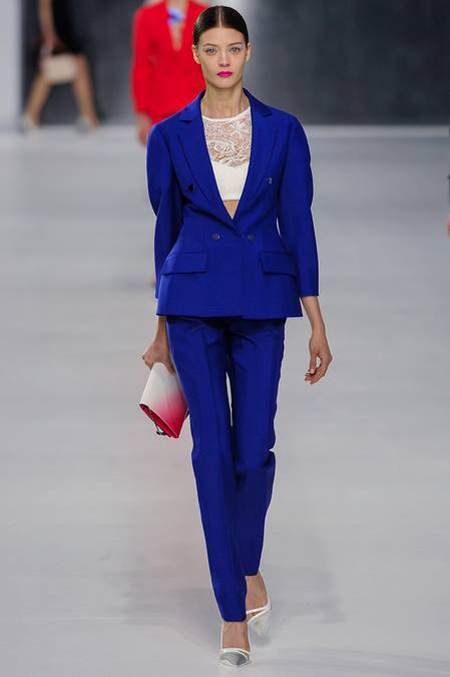 The bold colored pantsuit at Dior resort 2014