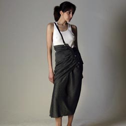 1985 YOHJI YAMAMOTO Asym Sarong Skirt w Suspender Strap that Aimme wore to the 1985 Grammy Awards