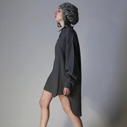 80's KATHERINE HAMNETT Fluid Gray Top w Tuxedo Hem