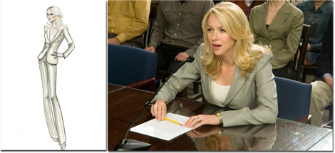 Valerie Plame Wilson wore Giorgio Armani while the events depicted in the film were unfolding, particularly when she testified before Congress. As Plame Wilson noted, “Giorgio Armani's clothes are modern and feminine, always making me look my best and confident. This became even more important when I found myself, reluctantly, placed in the public eye.”
