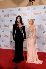 Presenters Cher and Christina Aguilera backstage