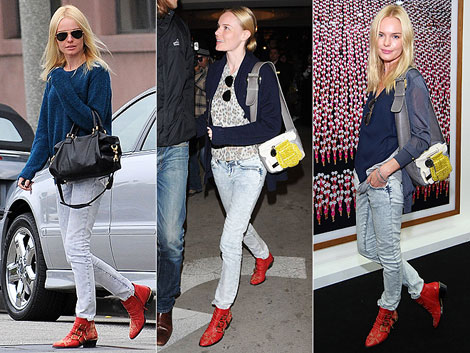 Kate Bosworth's red hot Chloe booties via people Stylewatch