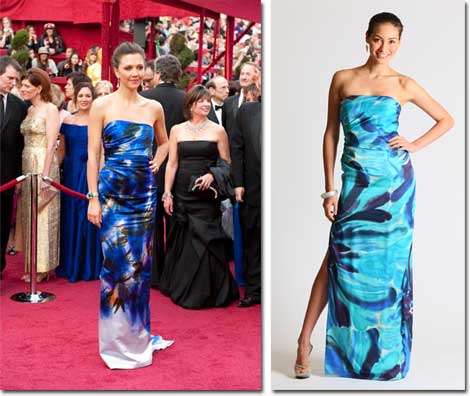 Maggie Gyllenhaal and the Faviana inspired version of her dress