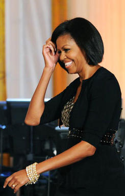 Michelle Obama wearing Loree Rodkin Multiple Stretch Bracelets with Various Accents