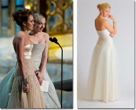 Miley Cyrus  at the Oscars and the Faviana celebrity-inspired version of her dress