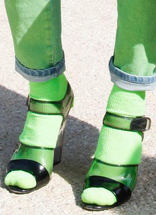 There's a definite 80's vibe to these neon numbers