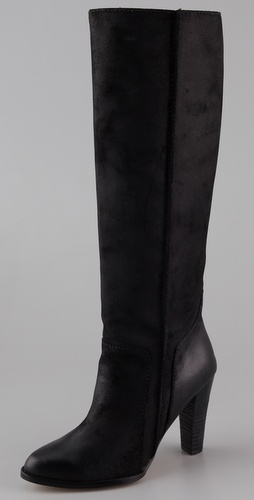 ONE by Daniblack  Ramada Stovepipe Boots have a more "normal" heel and far more modern for the dress styling.