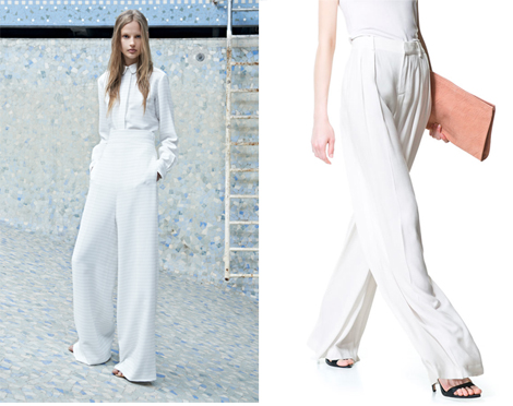 Easy, breezy palazzo pants. Left from Chloe resort 2014, right from Zara in store now